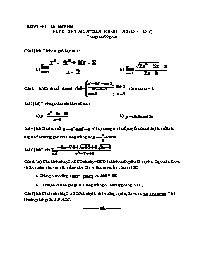 Đề thi kì 2 - Môn Toán - Khối 11